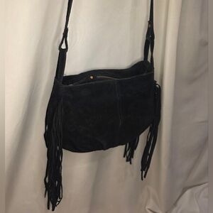 Mossimo Supply Co. Black Suede Crossbody Bag with Fringe